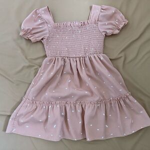 SHEIN Blush Pink Kids Dress with White Dots